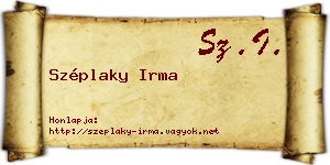 Széplaky Irma névjegykártya